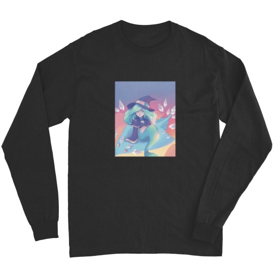 Discover Mermaid Ice Witch Flying At Sunset On Her Skate Familiar 1 Long Sleeves