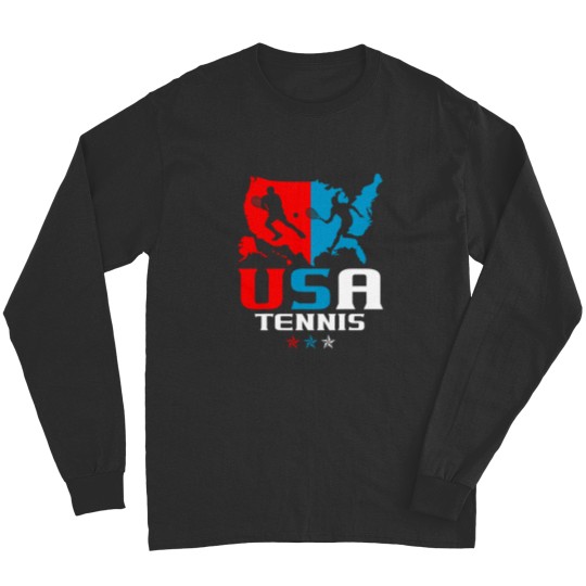 Discover USA Tennis Independence Day American Flag Racket Sports Long Sleeves
