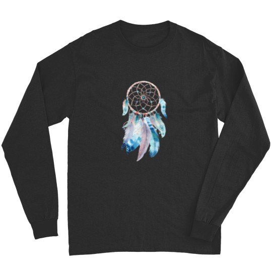Discover Blue Feathers Dreamcatcher On Purple Long Sleeves