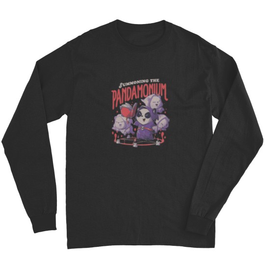Discover Panda TShirtsummoning The Pandamonium  Cute Funny Evil Creepy Panda Gift Long Sleeves