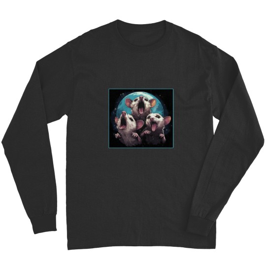Discover Copy of Three possumss Moon 3 Opossum Funny Weird Cursed Meme Long Sleeves
