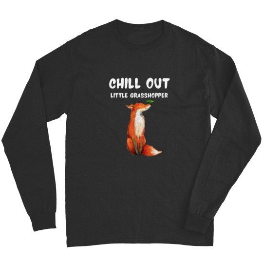 Discover Cute Fox and Grasshopper Chill Out funny Long Sleeves