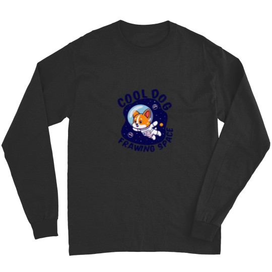 Discover Space Dog - Cool Dog Frawing Space Gift Long Sleeves