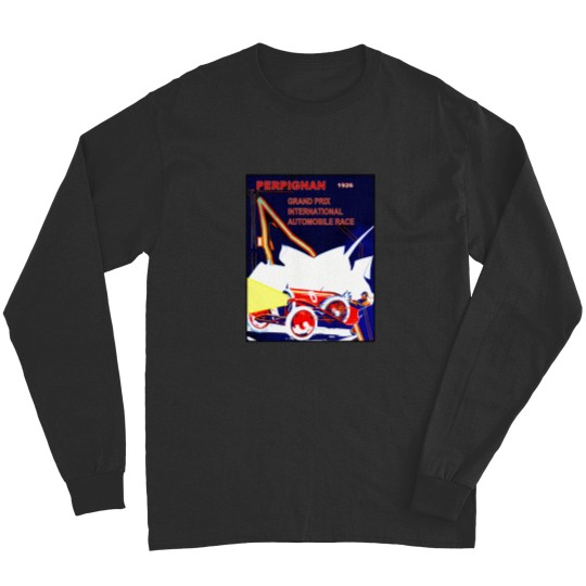 Discover Perpignan Vintage Grand Prix Auto Advertising Print Long Sleeves