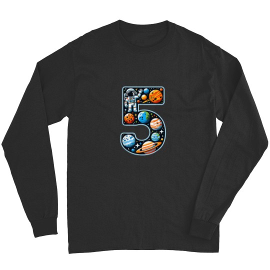 Discover 5 Year Old Astronaut Outer Space 5th Birthday Bo Long Sleeves