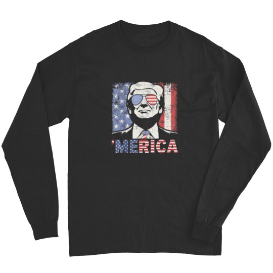 Discover 'merica trump happy 4th of july trump american flag 1 Long Sleeves