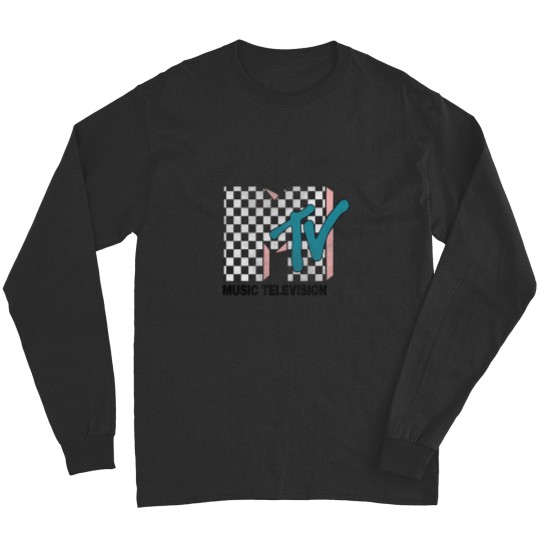 Discover MTVss Checkered Logo Pink Shadow Turquoisess TV Graphic Long Sleeves