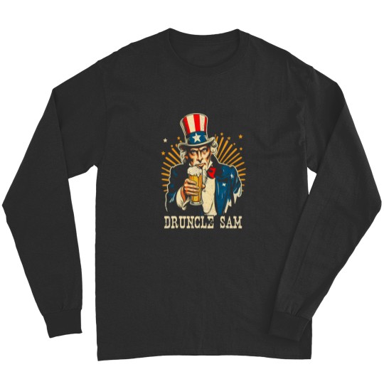 Discover Druncle Uncle US Sam Beer Drinking 4th of July Patriotic Long Sleeves