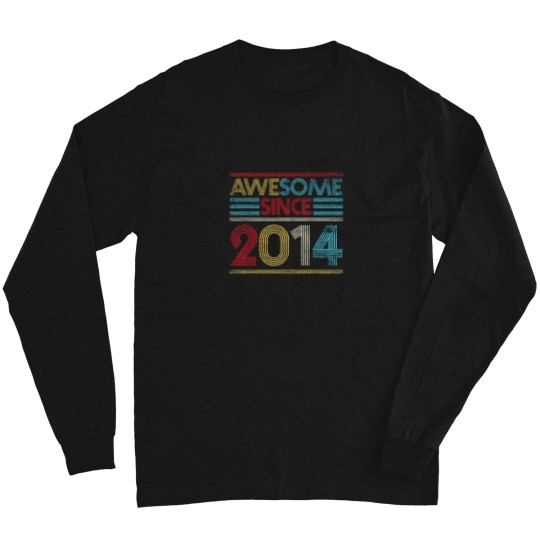Discover 8th Birthday Gifts Awesome Since 2014 Long Sleeves