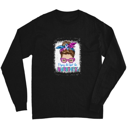 Discover Women Messy Bun Hair Pregnancy and Infant Loss Awareness Tank Top Long Sleeves