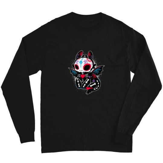 Discover Black Cat Sugar Skull Day Of Dead Mexican Skelet Long Sleeves
