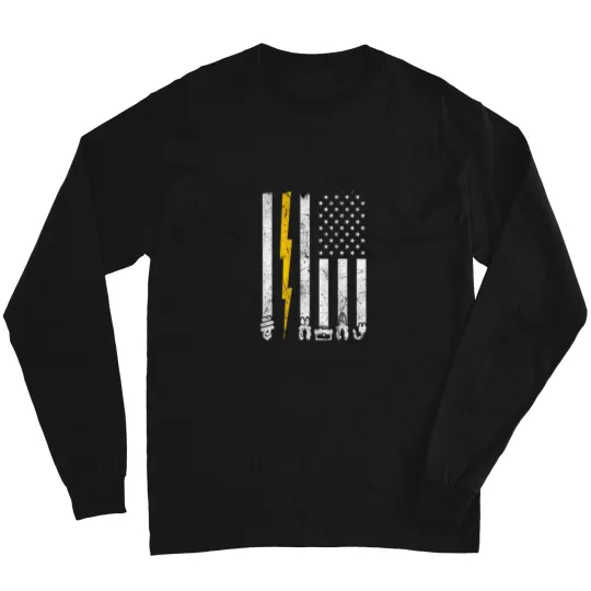 Discover Electrician Tools USA American Flag Electric Sq Long Sleeves
