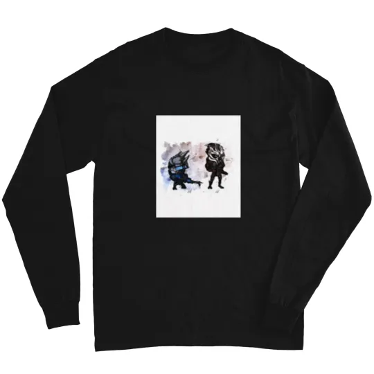 Discover Garrus Vakarian and Nihilus - Chibi - Watercolor Sketch Long Sleeves