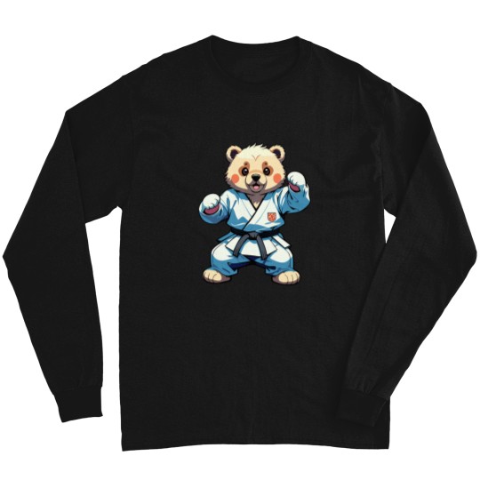 Discover AI Generated Karate Bear Cartoon Illustration Long Sleeves