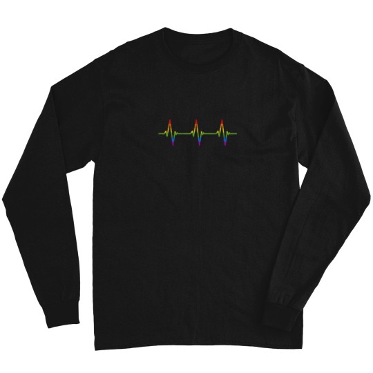 Discover Rainbow Heartbeat Shirt Cute LGBTQ Gay Pride Mon Long Sleeves
