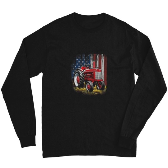 Discover Patriotic Tractor American Flag Tractor Farmer F Long Sleeves