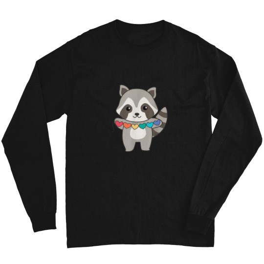 Discover Rainbow Flag Gay Pride Lgbtq Hearts Raccoon Long Sleeves