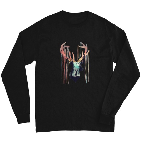 Discover Elk Watercolor Animal Slihouette  Classic T-Shirt Long Sleeves