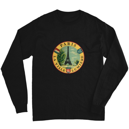 Discover Paris France Eiffel Tower Vintage Travel Decal Active T-Shirt Long Sleeves