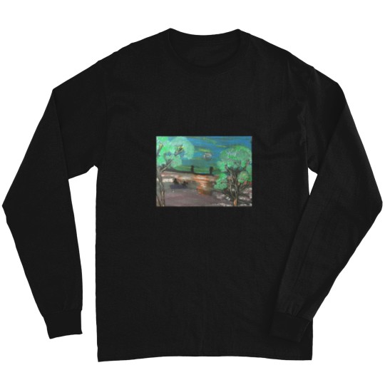 Discover Romantic Boat Ride in the Moonlight Active T-Shirt Long Sleeves