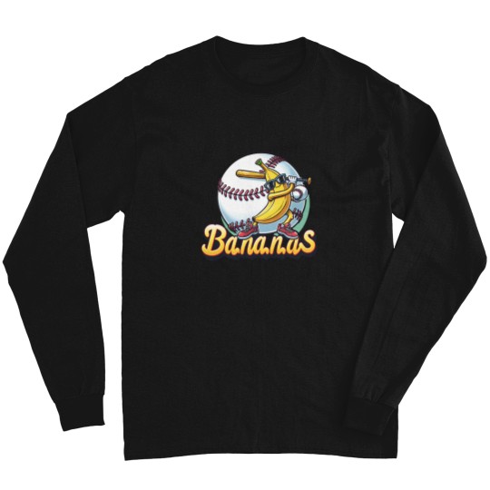 Discover Let's Go Bananas Baseball Long Sleeve T Shirts, Sports Team Mascot Long Sleeve T Shirts