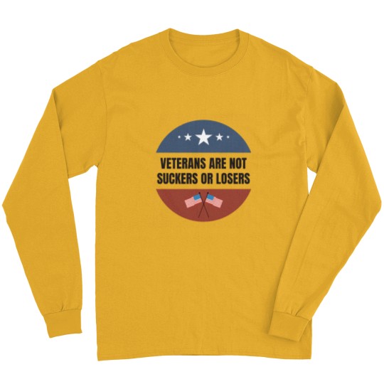Discover Veterans are NOT suckers or losers Black US Flag Long Sleeves