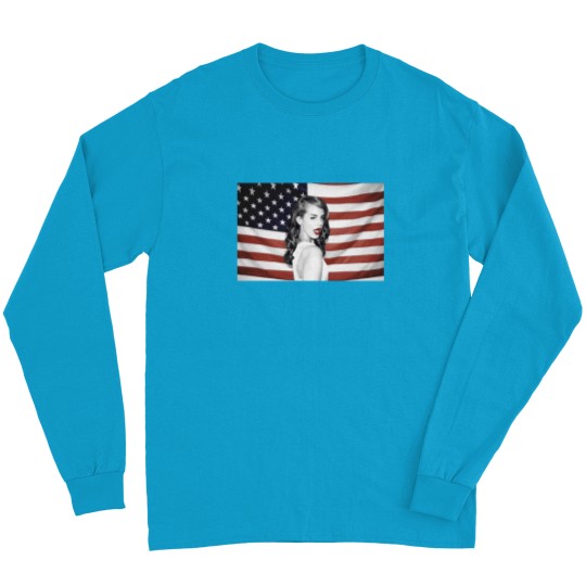Discover Lana Del Rey American Flag Hipster Dope Mens Long Sleeve T Shirts