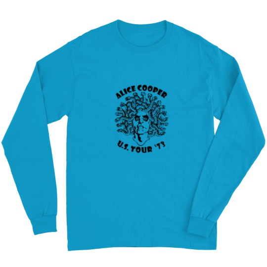Discover Alice Cooper Men's Long Sleeve T Shirts, Medusa USA Tour 1973 Cover White Graphic Long Sleeve T Shirts