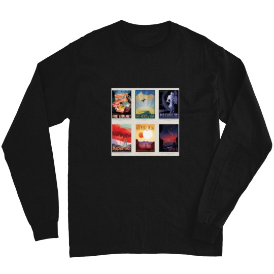 Discover Nasa Jpl Space Tourism Collage Exoplanet Travel Bureau (8K Resolution) Long Sleeves