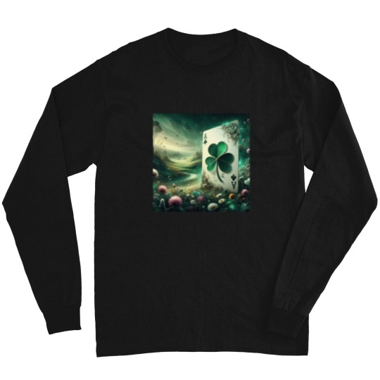 Discover happy st patricks day playing card ace Long Sleeves