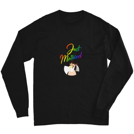 Discover Just Married Double Bride Lesbian Couple Rainbow Long Sleeves