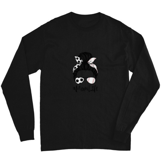 Discover Womens Cute Mom Life Soccer Messy Bun Baseball H Long Sleeves