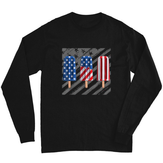 Discover 4th Of July Popsicles Red White Blue American Flag Kids Long Sleeves