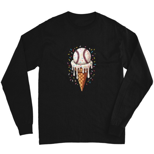 Discover baseball drip boys ice cream cone drip baseball Long Sleeves