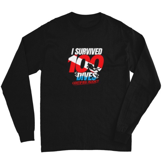 Discover 100Th Dive Gift 2Diver Down Flag 2Funny Scuba Diving T-Shirt Long Sleeves