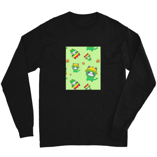 Discover Cute-Heart-Cat-Pattern-(1) T-Shirt Long Sleeves