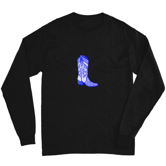 Discover Blue Cowboy Boot T-Shirt Long Sleeves