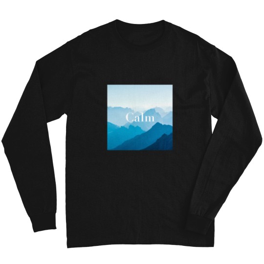 Discover Zen Calm Blue Mountains Design Poster Long Sleeves