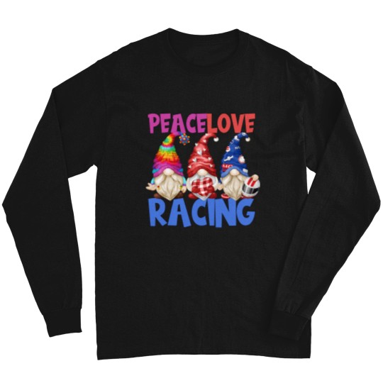 Discover Race Car Driver Funny Gnomes For Women Peace Love Racing Long Sleeves
