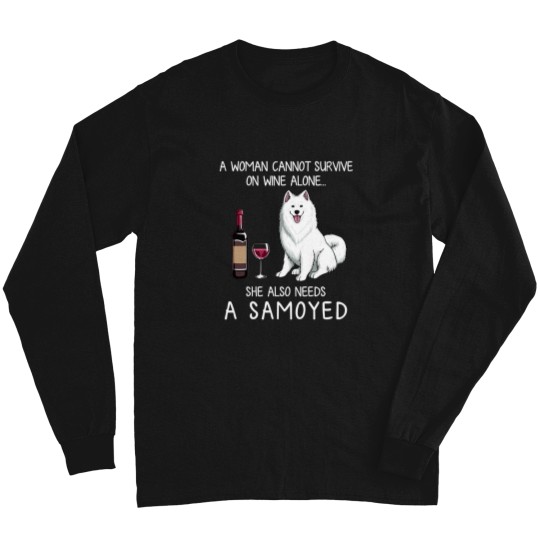 Discover Samoyed and wine Funny dog Long Sleeves