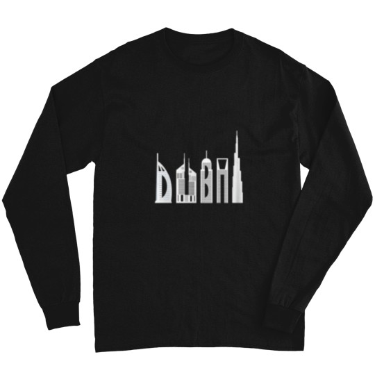 Discover Dubai Skyline Famous Buildings Typography Long Sleeves