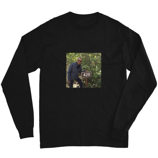 Discover 420-Obama-Print T-Shirt Long Sleeves