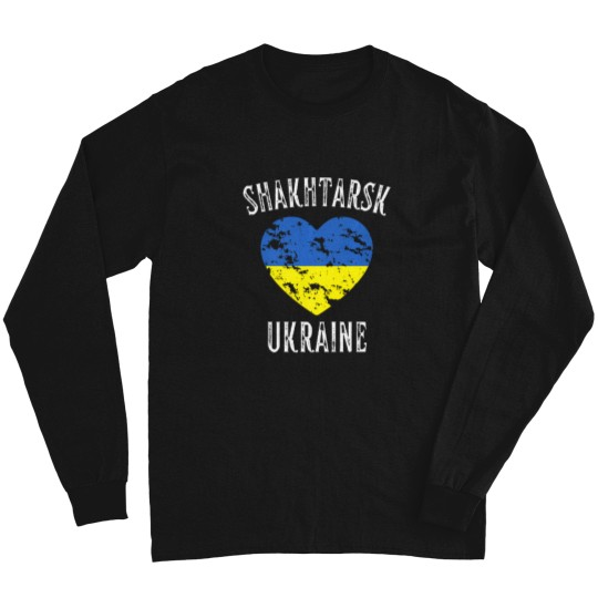 Discover Ukraine Flag Heart Shakhtarsk City Long Sleeves