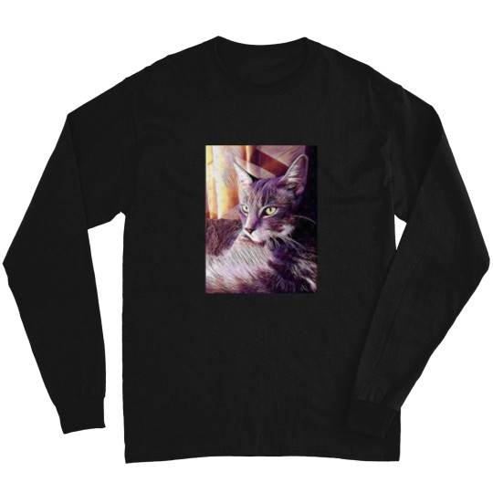 Discover Kitty in the window Twillight Life is harder death is peaceful Long Sleeves