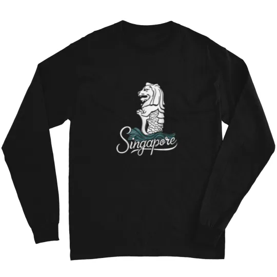 Discover Singapore-Iconic-Merlion-Lion-Asia-Travel-Souvenir-T-Shirt Long Sleeves