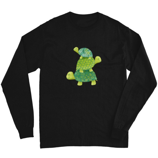 Discover Cute Turtle Stack In Teal Lime Green And Turquoise Baseball  Sleeve T-Shirt 31 Long Sleeves