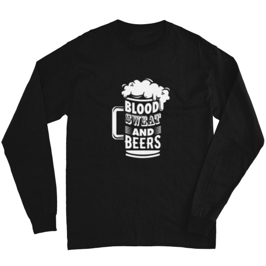 Discover Blood Sweat And Beers funnys St Patricks Day Pun Fitted Scoop Long Sleeves