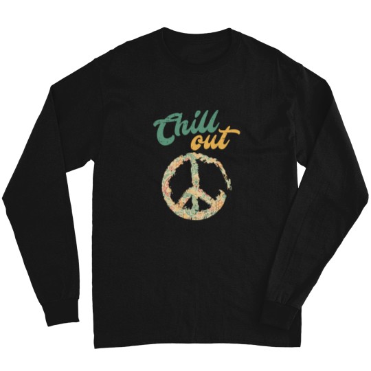 Discover Retro Vintage Chill Out Peace Sign Hippie Lover Long Sleeves