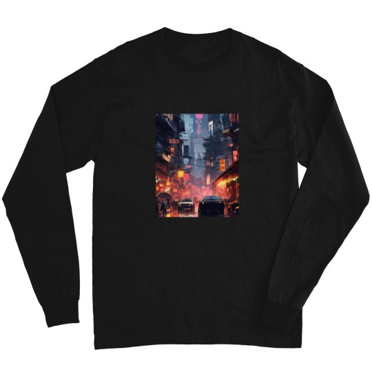 Discover 5778 Technological Urban Nightlife Graphic T-Shirt Long Sleeves