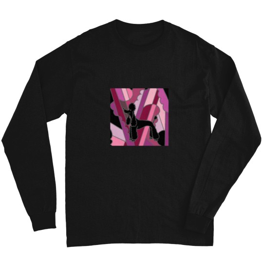 Discover Cool-Funky-Black-Poodle-Abstract-Art T-Shirt Long Sleeves